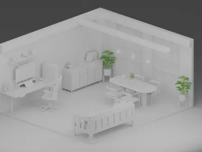 LIVING AND OFFICE ROOM 3D model