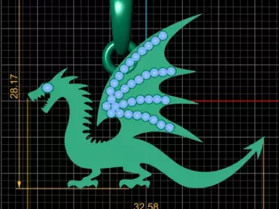 Dragon pendant 3D printable model  3D print model