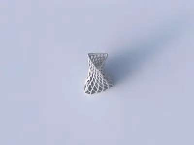 Vase twist puffy triangle with diagonal grid lattice 3D print model