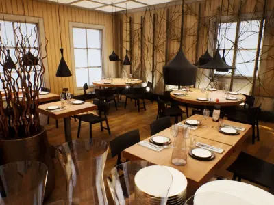 Nordic Restaurant Low-poly 3D model
