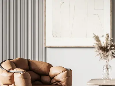 coffee combination table Nordic chair 3D model