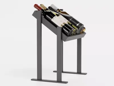 -Wines on Rack V4- Low-poly 3D model