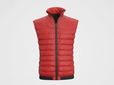 Jacket Sleeveless Puffed Red Low-poly 3D model