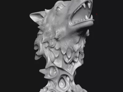 Wolf head sculpture 3D print model buy