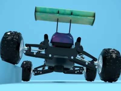 Simple RC car with working suspenshion Low-poly 3D model