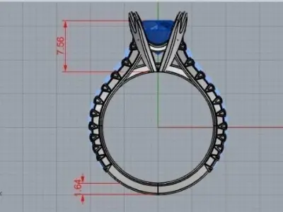 Round stone ring 322 3D print model