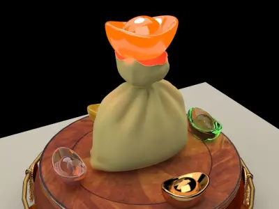 Chinese money bag 3D model purchase