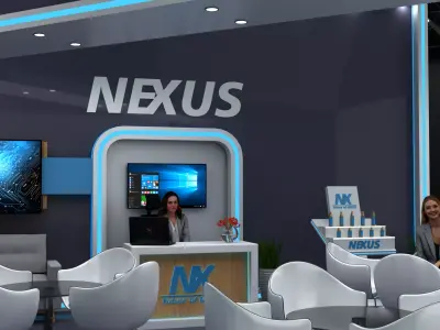 Modern Luxury Exhibition Booth 3D Model 7x7m Backwall Design 3D model