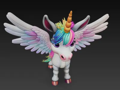 Donkeycorn Rainbow Realistic 3D Model Basic - Donkeycorn Low-poly 3D model