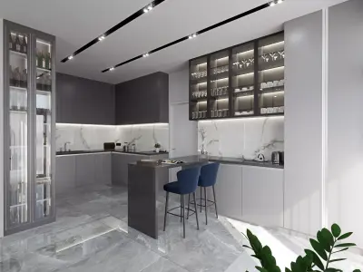 Apartment Interior - Living-Dining-Kitchen 3D model