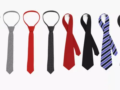 Tie Collection - 8 Classic Tied and Untied Neckties  3D model