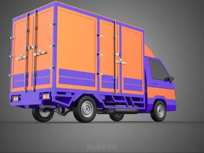 FEDEX BOX TRUCK PICKUP CARGO FREIGHT CUBE VAN CAR COURIER PARCEL 3D model
