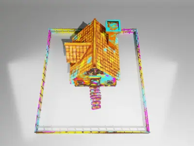 Stylized Colorful Cottage House 3D Model Low-poly 3D model