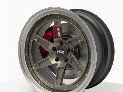 HSR Rai S4 3 piece Rims wheels tire  3D model