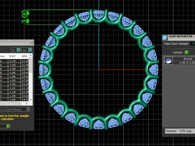U Shaped Eternity Ring 2 point 9 mm stone size swiss 18 and EU58 3D print model