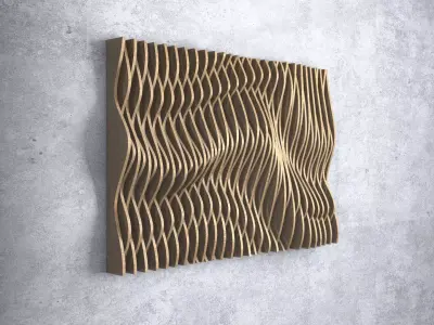 Parametric Wavy Wooden Wall Decor - 23 - CNC files for cutting 3D model