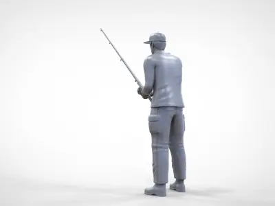 N2 standing Fisherman with fishing rod 3D print model