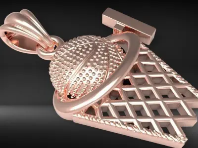 Basketball Net Necklace Pendant Charm Sport Jewelry 3D print model