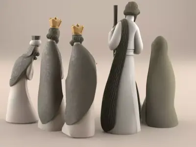 Modern Nativity Set STL File Christmas Decor 3D Print 3D print model