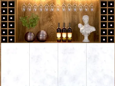 Wardrobe with decor and alcohol 2 3D model