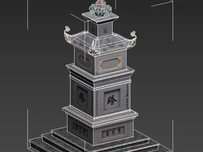 temple low poly 3D model