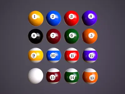 Billiard Balls Low-poly 3D model