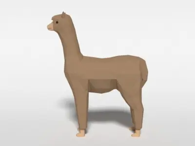 Low Poly Cartoon Alpaca Low-poly 3D model
