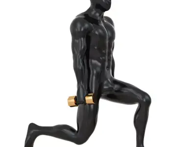 Fitness mannequin training with dumbbells 142 3D model