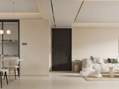 modern living room dining room interior scenes 23 3D model