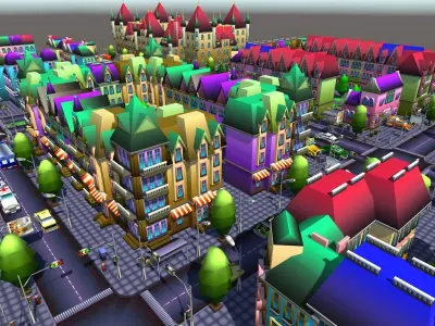 Simple City Constructor Low-poly 3D model
