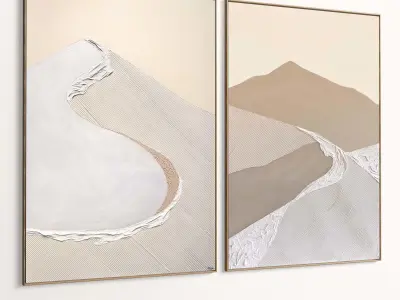 Plaster Two Photo Frame 406 Low-poly 3D model