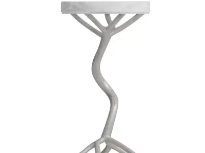 White Marble Round Accent Table with Aluminum Pedestal 3D model