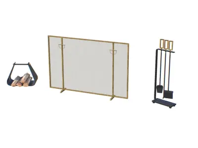 Fireplace Mantel Collection Low-poly 3D model