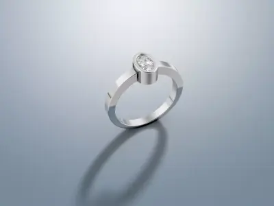 Oval Bezel Solitaire Ring 3D print model