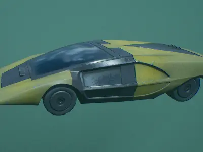 Retro Futuristic Car Low-poly 3D model by mightyalexone