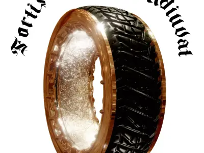 Auto Drift Gold Ring Tire Extravaganza - Rev Up your Style 3D model
