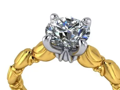 1 Carat Vintage Classic Solitaire Ring Hand Crafted design style 3D print model