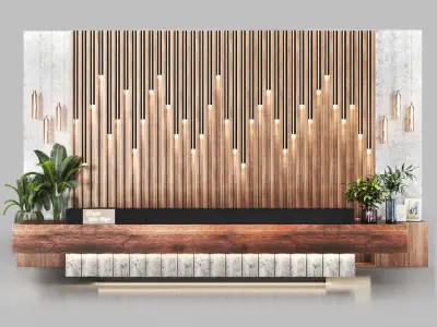 Reception 08 entrance lobby counter Low-poly 3D model