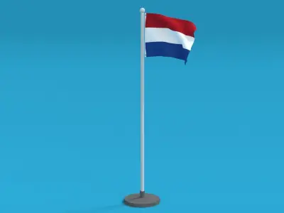 Low Poly Seamless Animated Netherlands Flag Low-poly 3D model