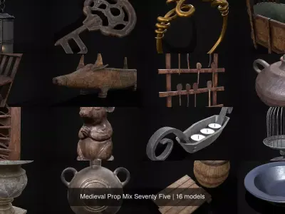 Medieval Prop Mix Seventy Five 3D Model Collection