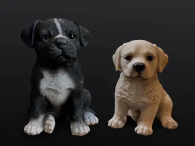 2 Cute Dogs Low-poly 3D model