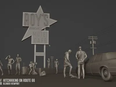 Hitchhiking On Route 66 3D model