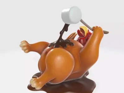 Funny Turkey Pouring Gravy 3D Print Model 3D print model