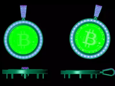 Bitcoin Diamond Pendant 3D Model 3DM  STL 21K Gold Design 3D print model