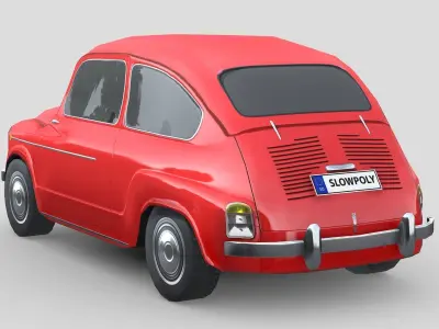 Fiat 600D 1965 Low-poly 3D model