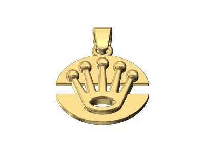 Watch crown split round pendant with bail 3D print model