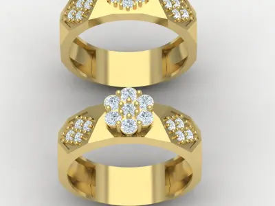 Facet set ring 03 3D print model