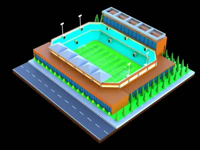 Low poly Football Stadium  Low-poly 3D model