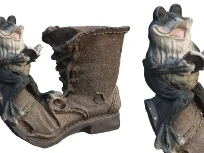 Garden sculpture Frog on a boot 3D model