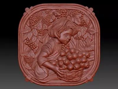 A child with apples 3D print model